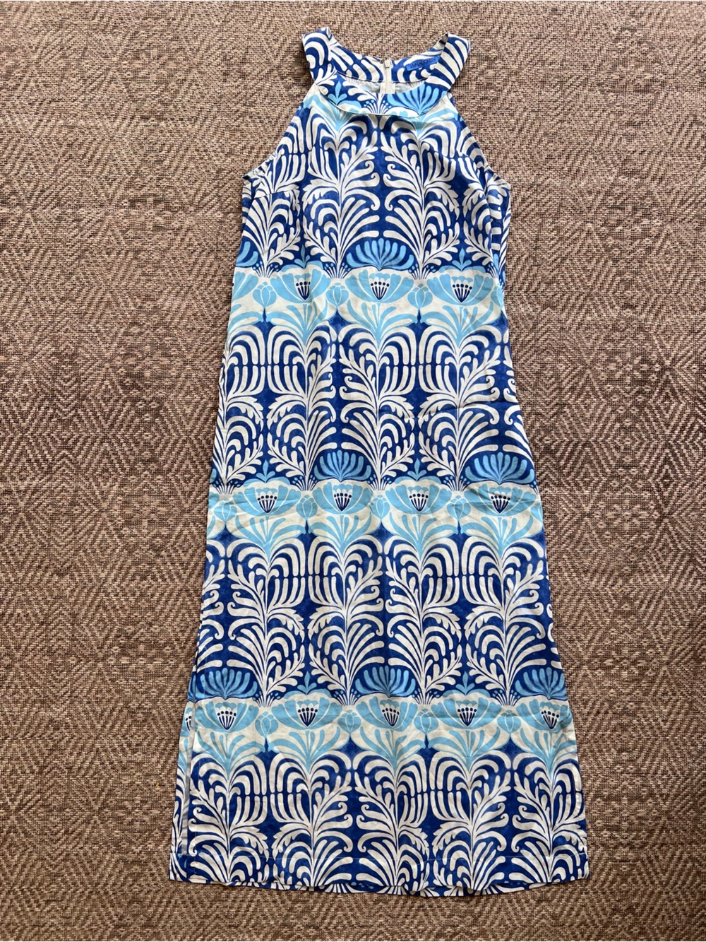J. McLaughlin Blue White Floral Print Sleeveless Edie Maxi Dress M - Picture 2 of 7